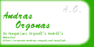 andras orgonas business card